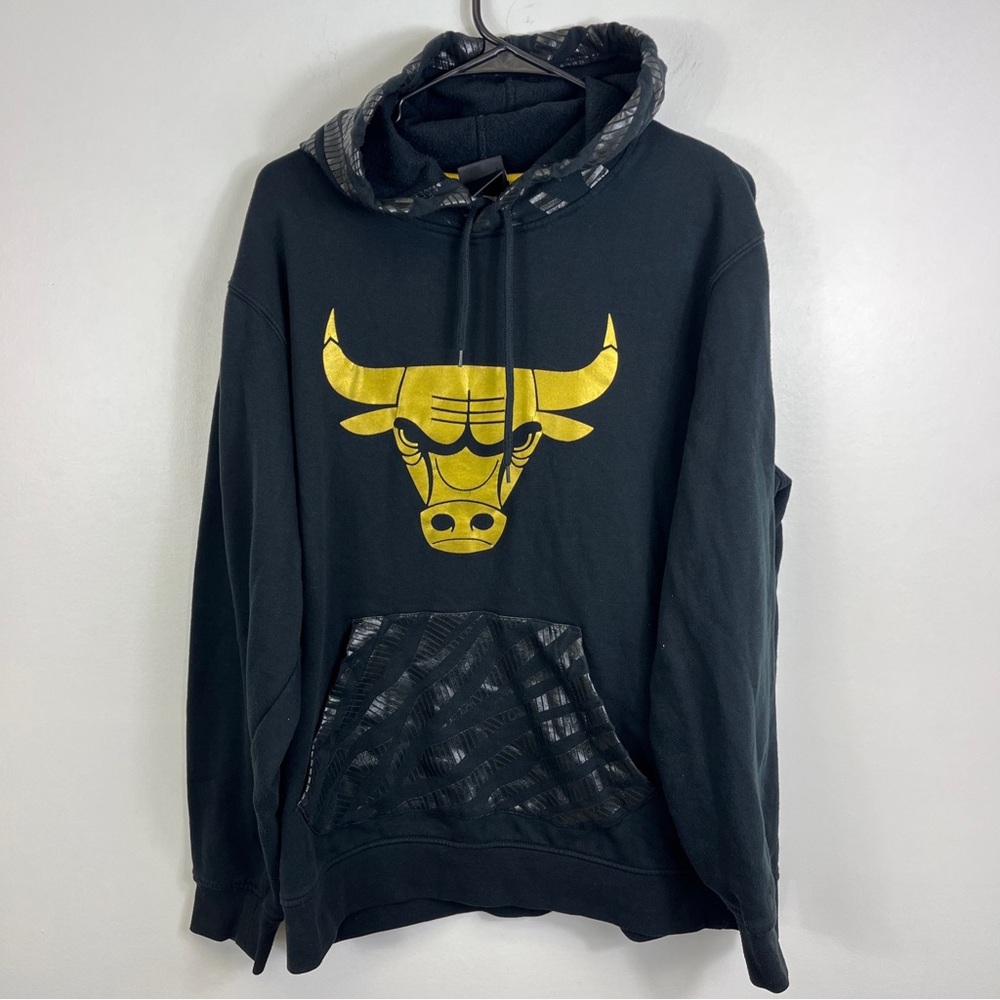 Chicago Bulls Adidas Limited Edition Black & Gold Hoodie Sweatshirt NBA Sz Large